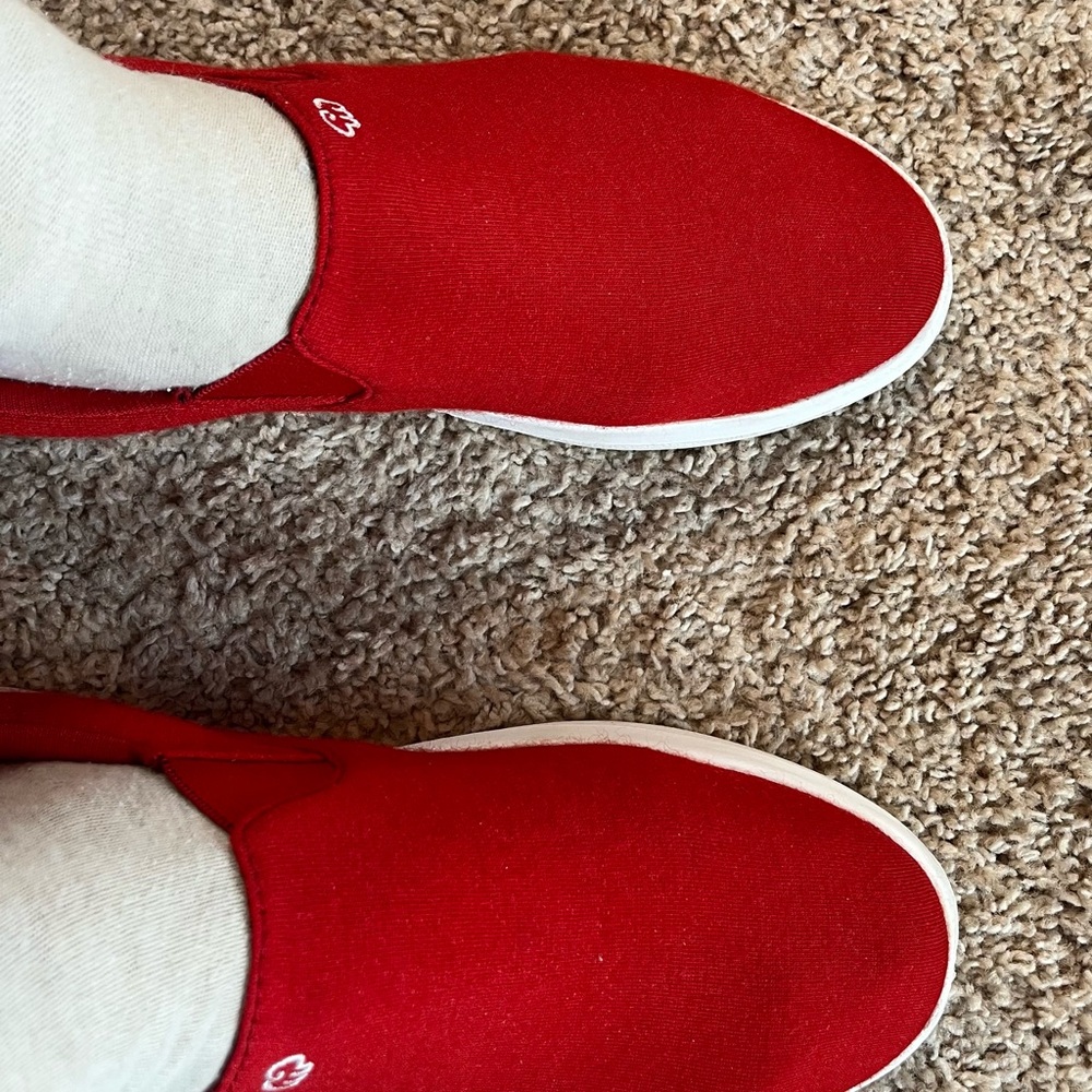 Red Canvas Slip-On Loafers